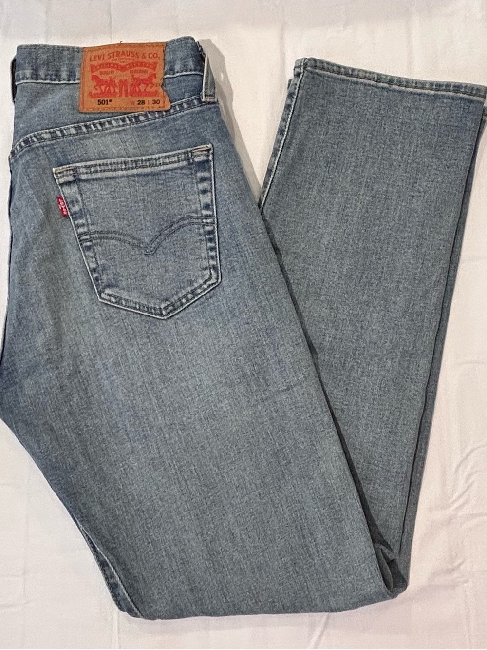 Levi's Men's Faded Blue Straight 501’s Button Fly